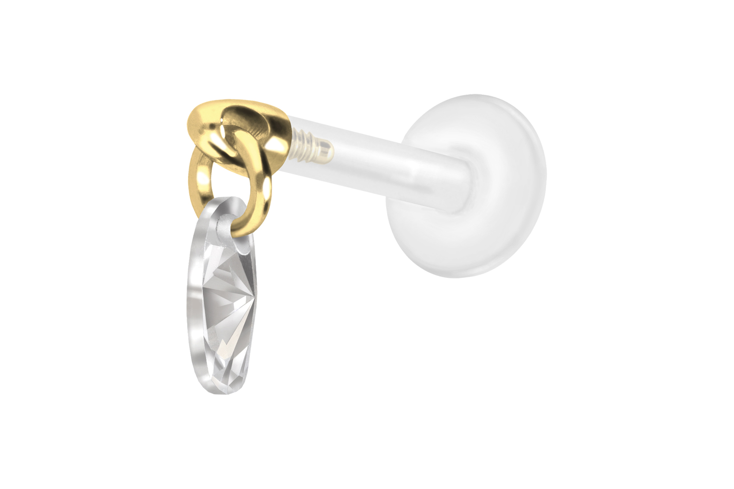 PTFE Labret Piercing mit Innengewinde + Titan-Aufsatz KRISTALLOVAL
